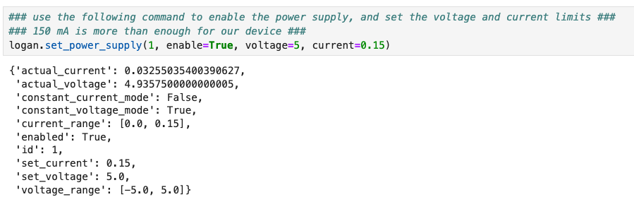 Setting up a DC power supply with Python. 